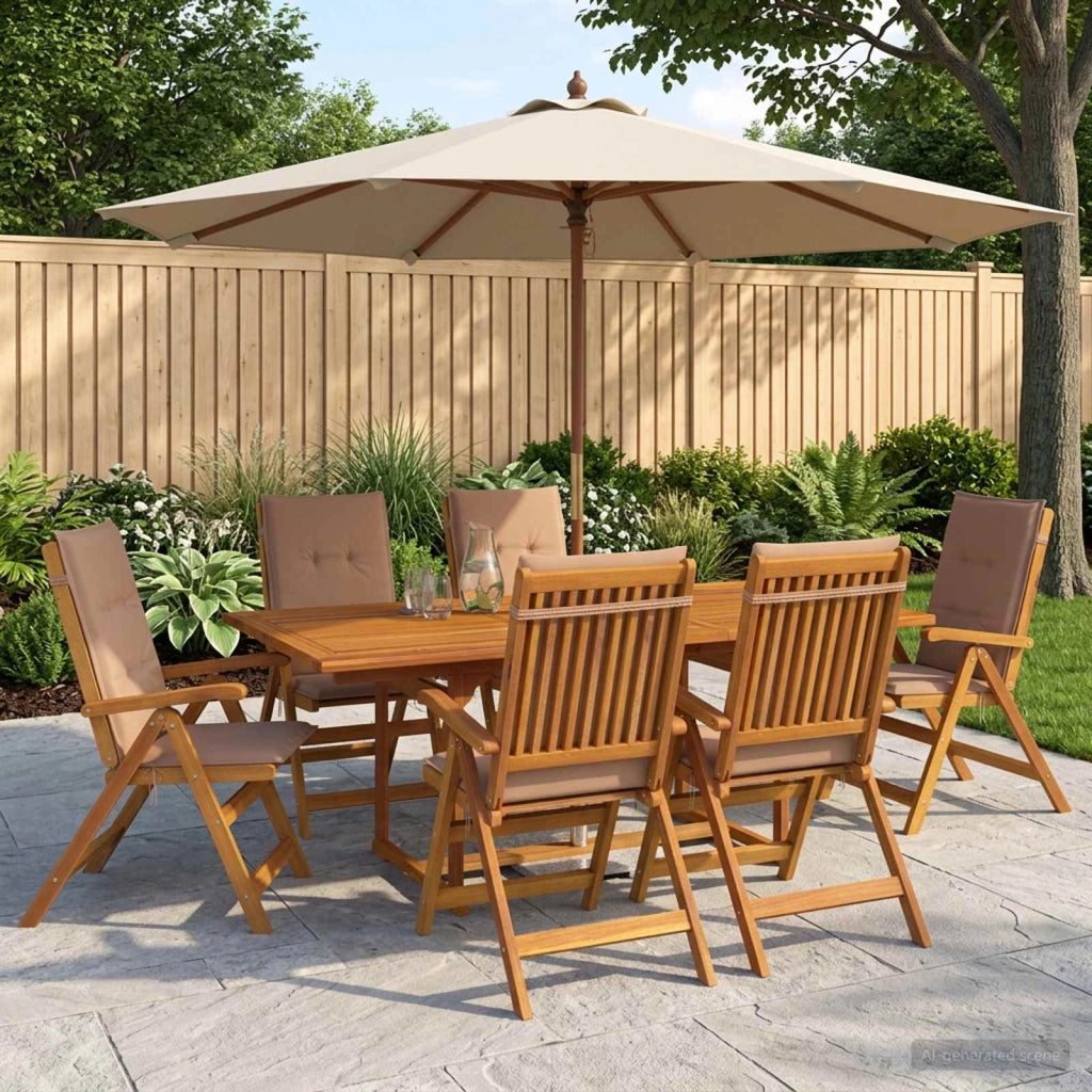 Set da pranzo da giardino 7 pezzi Naturale 3434527