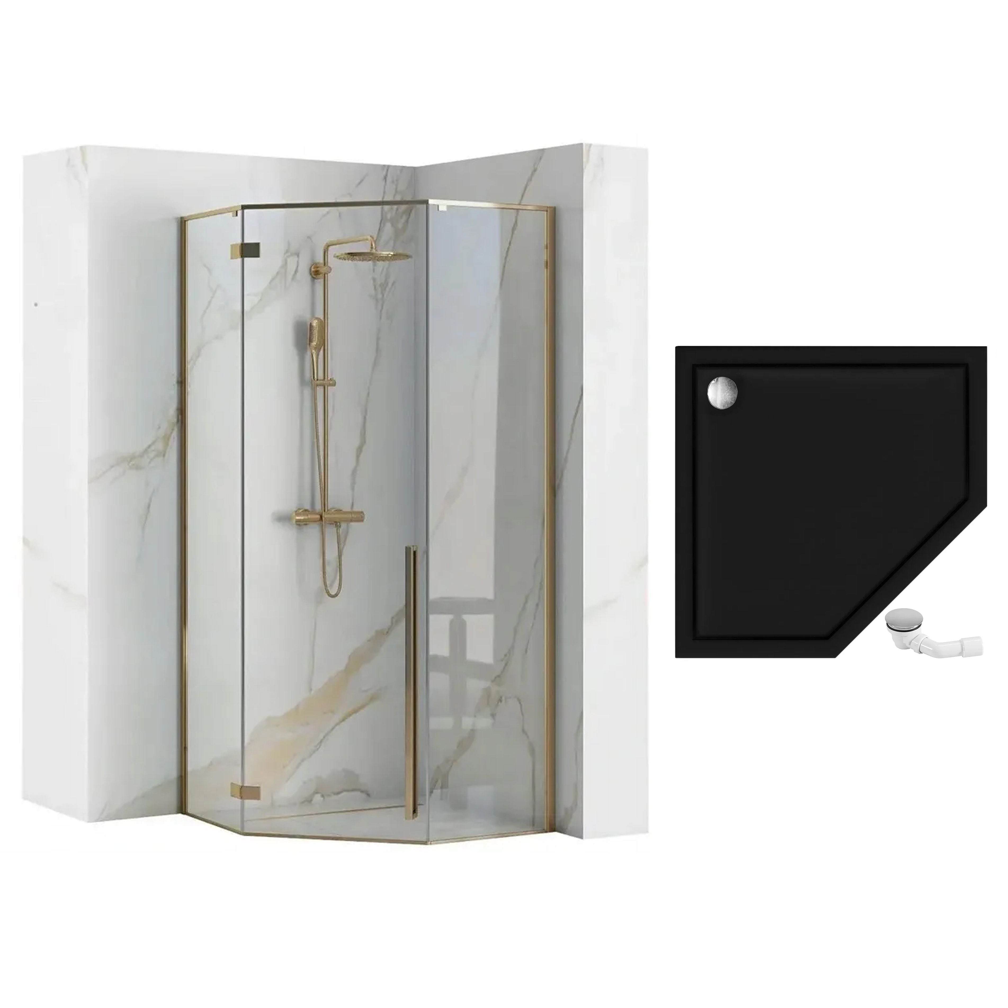 Cabina Doccia Diamond Gold 90x90 con piatto doccia Diamond black