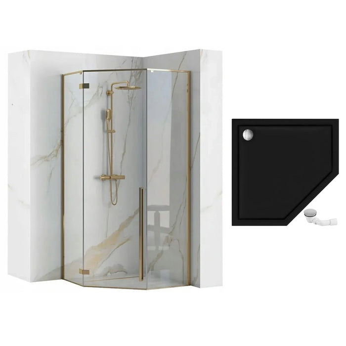 Cabina Doccia Diamond Gold 90x90 con piatto doccia Diamond black