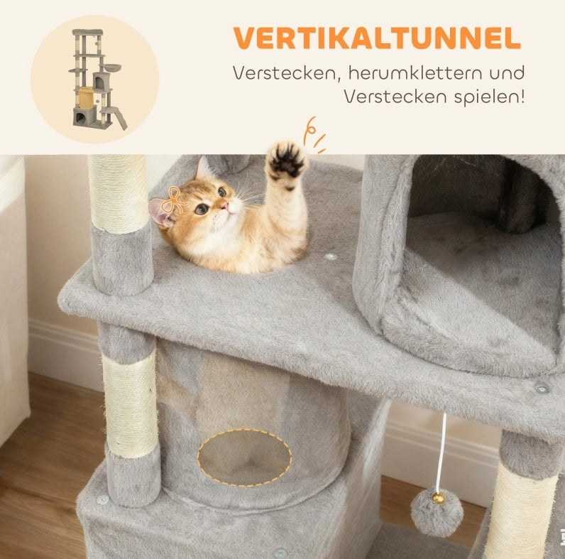 Tiragraffi multipiano per gatti 170 cm grigio chiaro