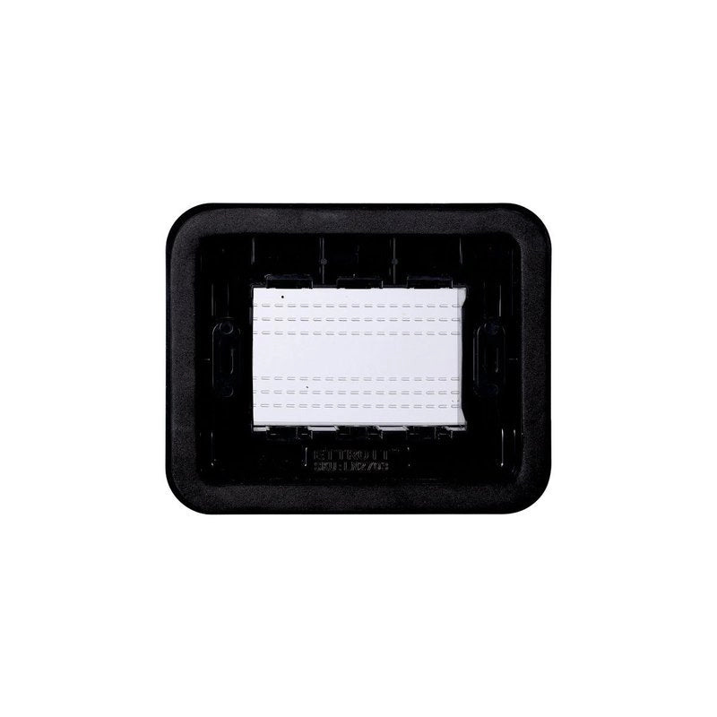 Placca con Coperchio Supporto Stango Idrobox IP55 Compatibile Con Bticino Living Light 3P Nero