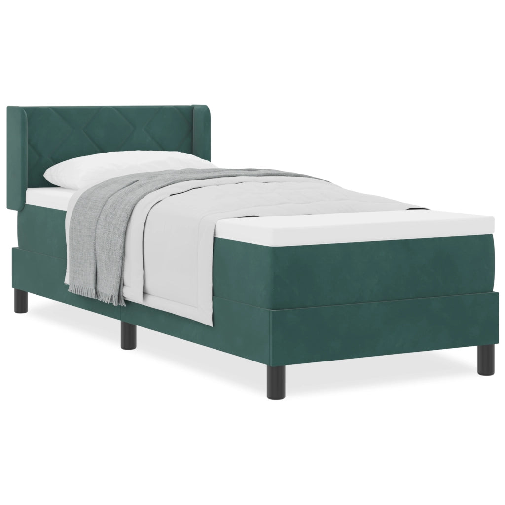 letto box spring  con materasso verde scuro 80x200 cm in velluto