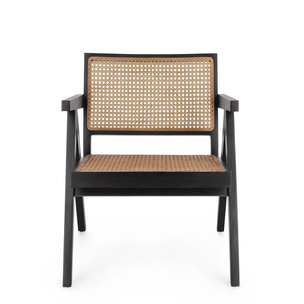 Poltrona Lounge in Legno di Teak con Schienale in Rattan - ELOISE