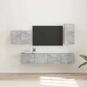 Set di Mobiletto da TV a Parete 4 pz-Credenza per TV sospesa Grigio cemento 357612