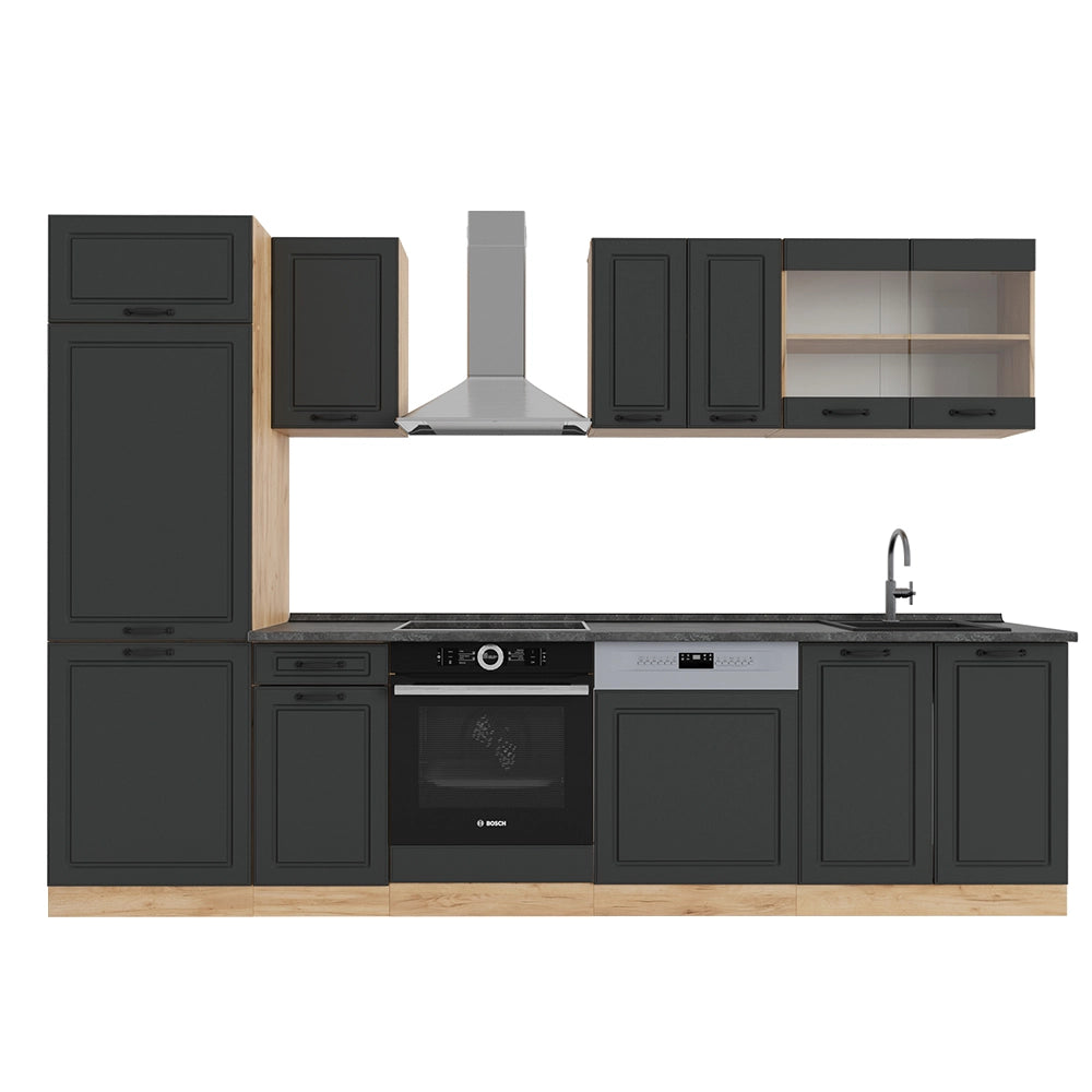 Vicco Cucina componibile Antracite casa di campagna/rovere dorato 300 cm , PL Antracite