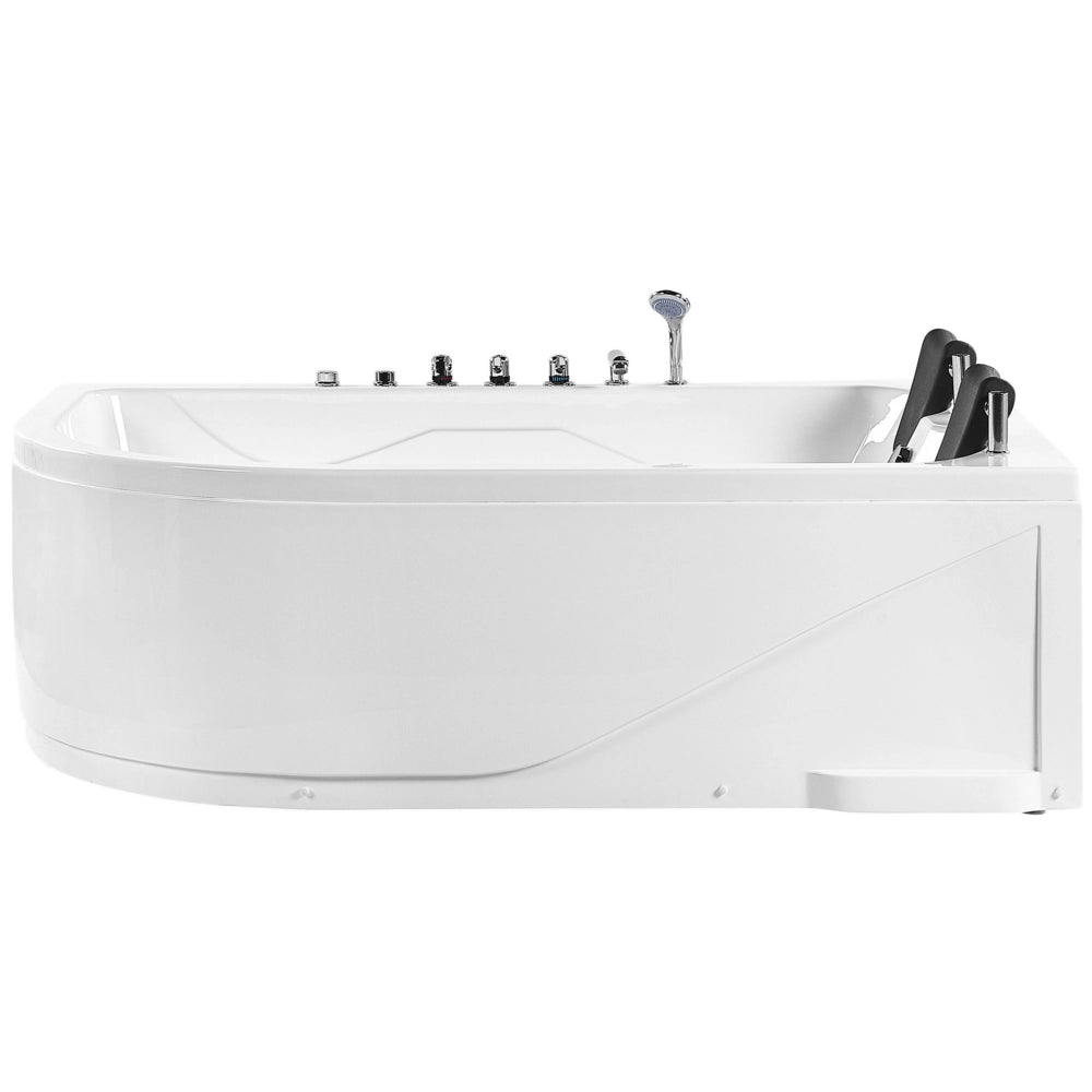 Vasca Idromassaggio Angolare versione sinistra in Acrilico Bianco con Luci LED Idromassaggio e 2 Poggiatesta