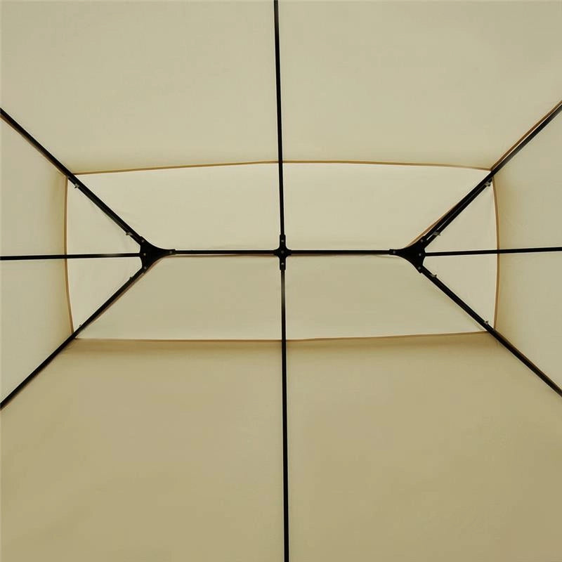 GAZEBO DA GIARDINO 3X4 M CON TENDE E TETTO A 2 LIVELLI BIANCO CREMA