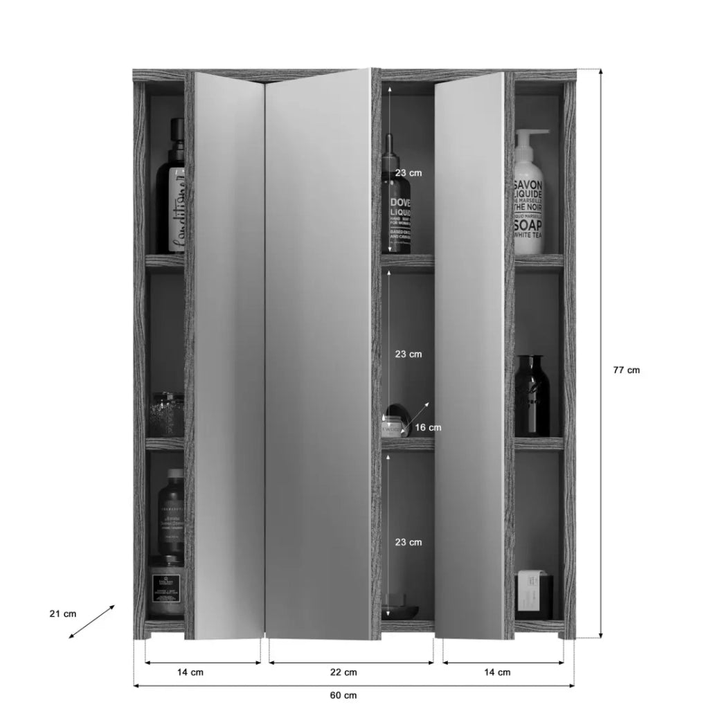 Set di mobili da bagno WILLIAM – Grigio scuro e bianco – 146x191x34 cm