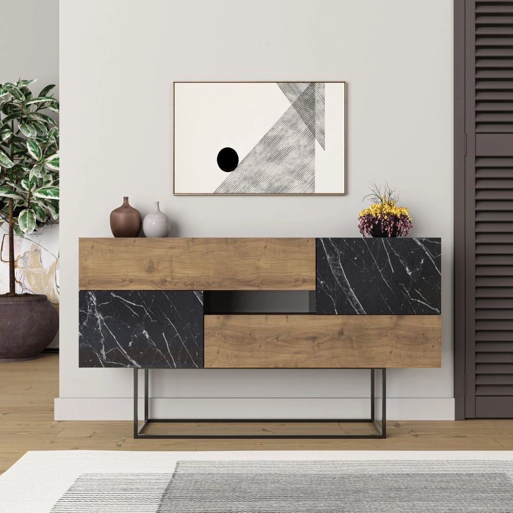 (2C) Madia Eros noce effetto marmo nero 82x145x40 cm