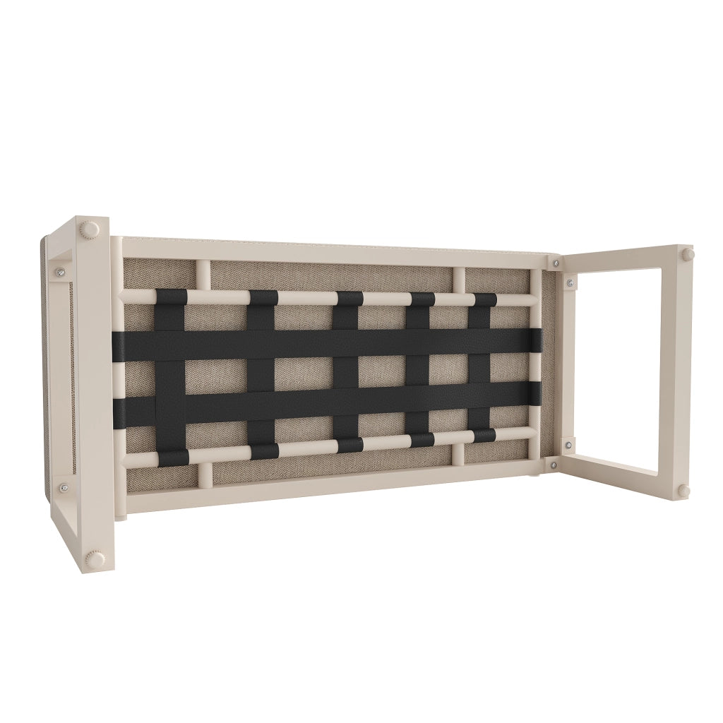 Sofa da giardino intrecciato a mano per 7 persone - Zephmum - Telaio in ferro robusto, imbottitura beige, completo con tavolo e 2 sedie