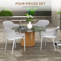 Set 4 Sedie da Giardino  Impilabili con Braccioli e Schienale Alto 56x54,5x77,5 cm in Plastica Grigio