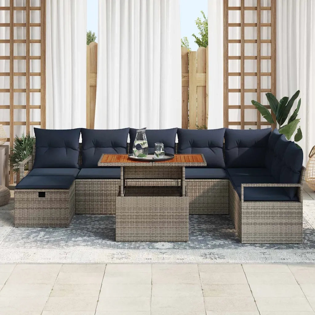Set Divano da Giardino con cuscino 9 pcs Grigio polyrattan 3360014