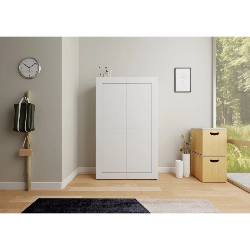 Credenza alta moderna 4 ante 100x35x165 cm Elios - Bianco Lucido