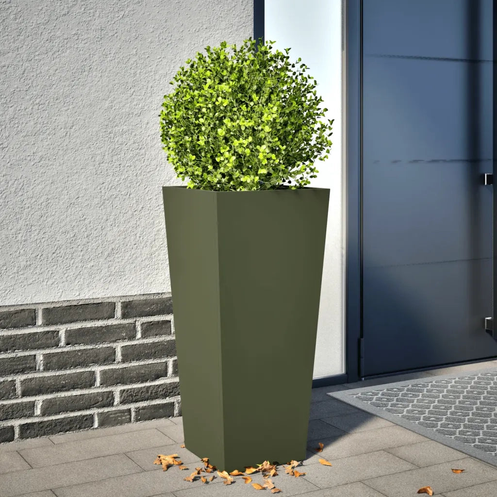 Fioriera | Cassetta per fiori | Vaso da Giardino Verde Oliva 35x35x75 cm in Acciaio