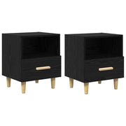 Set di 2 Comodini | Armadio da Notte | Mobiletto da notte con cassetto Rovere Nero 40 x 35 x 47 cm