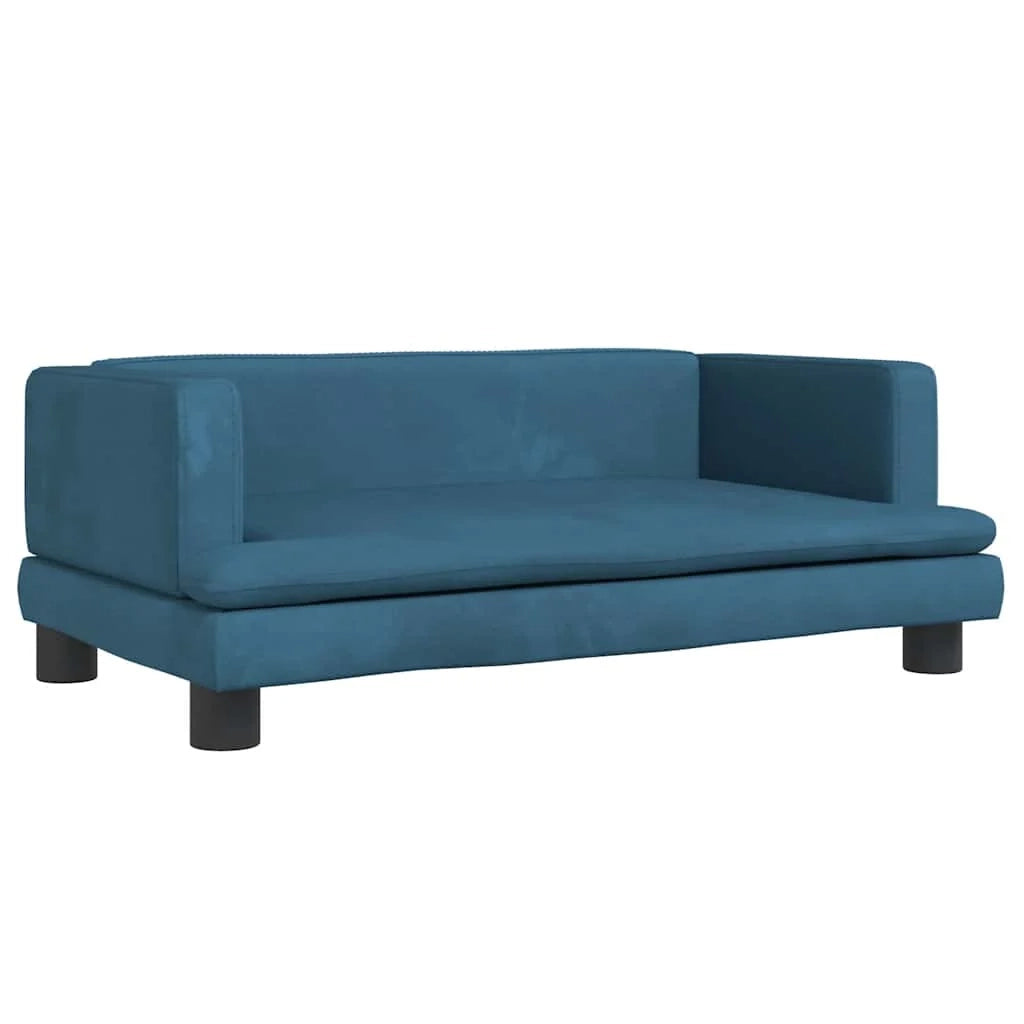 Cuccia per cani a forma di cesto comoda 80 x 45 x 30 cm in velluto blu 02_0042954