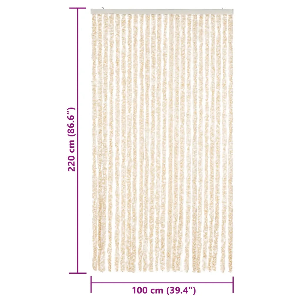 Tenda Antimosche-Zanzariera Beige e Bianca 100x220 cm in Ciniglia