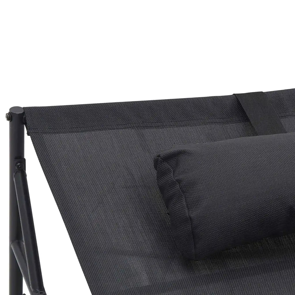 Lettino da Sole Antracite 200 x 74 x 73 cm Textilene e Acciaio