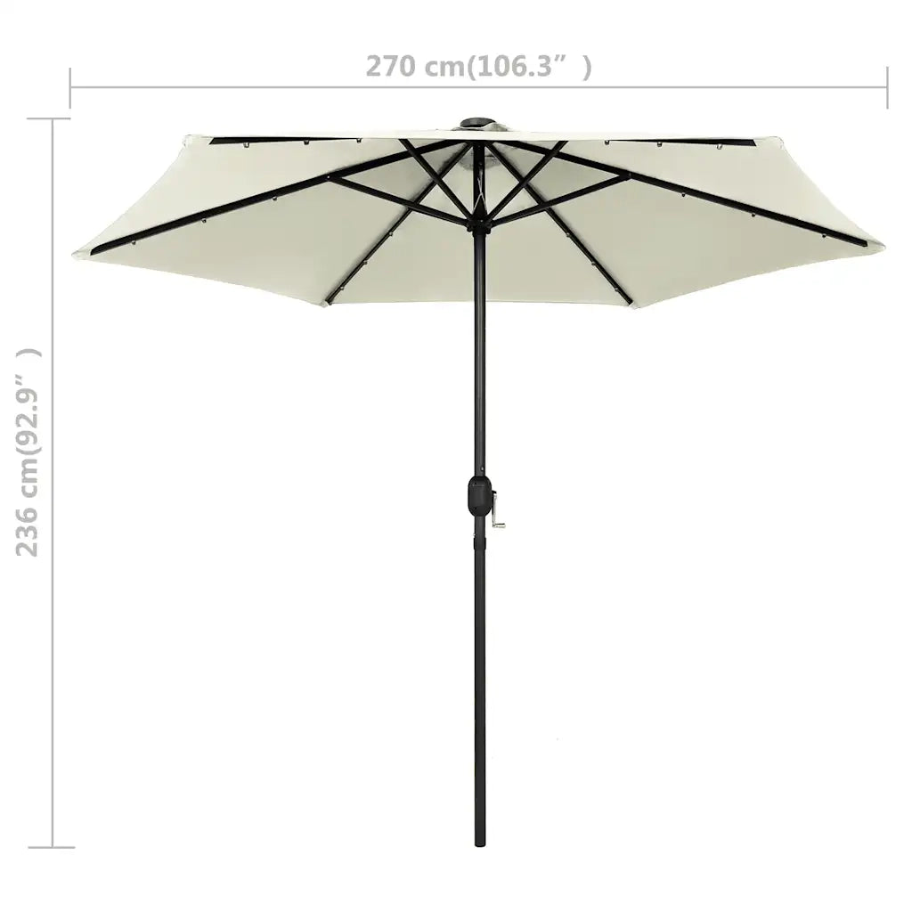 Ombrello | Parasolne con Luci a LED e Palo Alluminio 270 cm Bianco Sabbia
