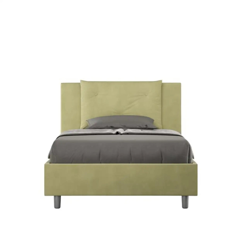 Letto una piazza e mezza contenitore imbottito 120x200 microfibra tè verde Appia