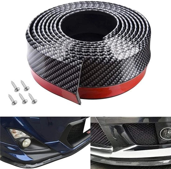 Protezione per Bumper Universale 2,5 m - Spatolatura per Auto, Camion, SUV - Strisce di Fibra di Carbonio - 100% Gomma EPDM - Prevenzione di Danni per Auto, Camion, SUV - Striscia di Protezione per Bumper