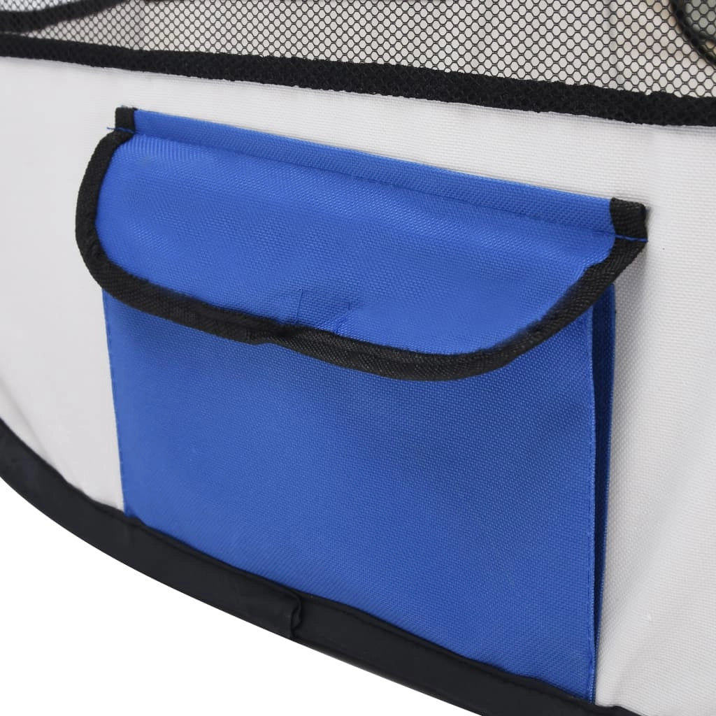 Box pieghevole per cani con borsa per il trasporto 125 x 125 x 61 cm blu 02_0001725