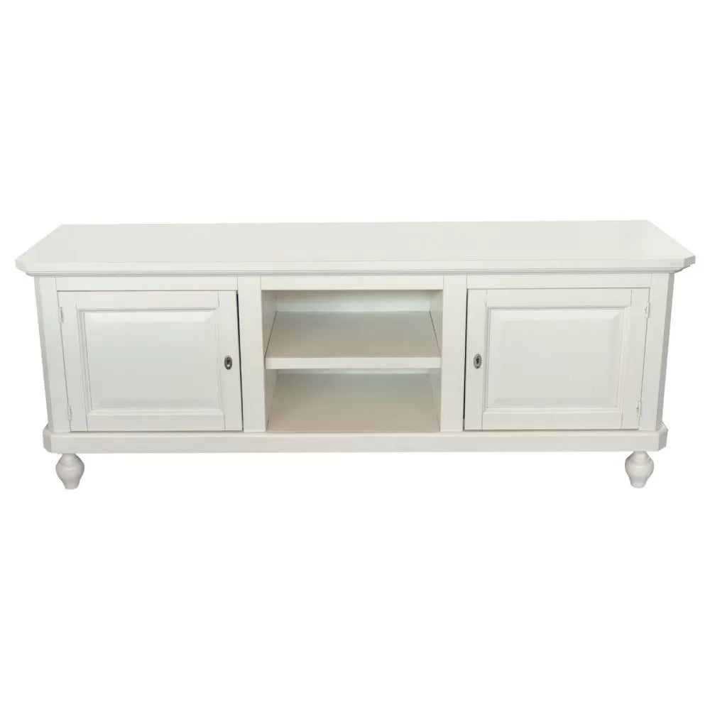 Porta tv in legno arte povera 2 ante shabby bianco 150x43x56 - Mobili 2G