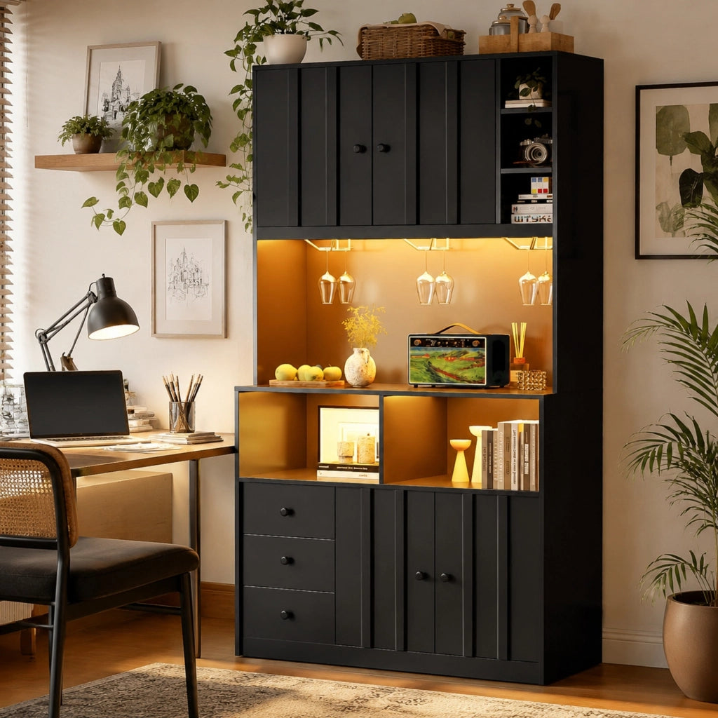 Colonna cucina 180 cm con LED RGB, prese e portabicchieri