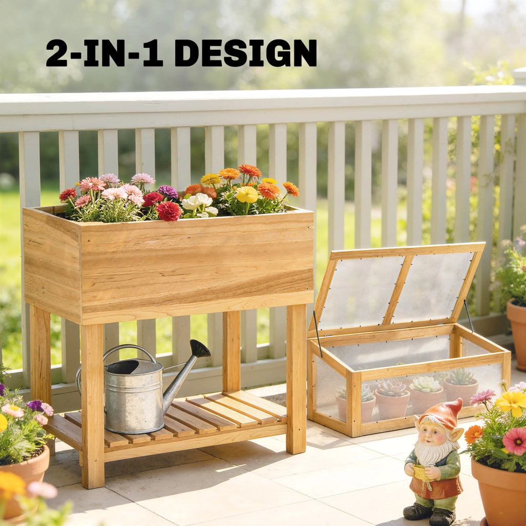 Hochbeet con serra in legno ¨C zephmum ¨C 100x50x80