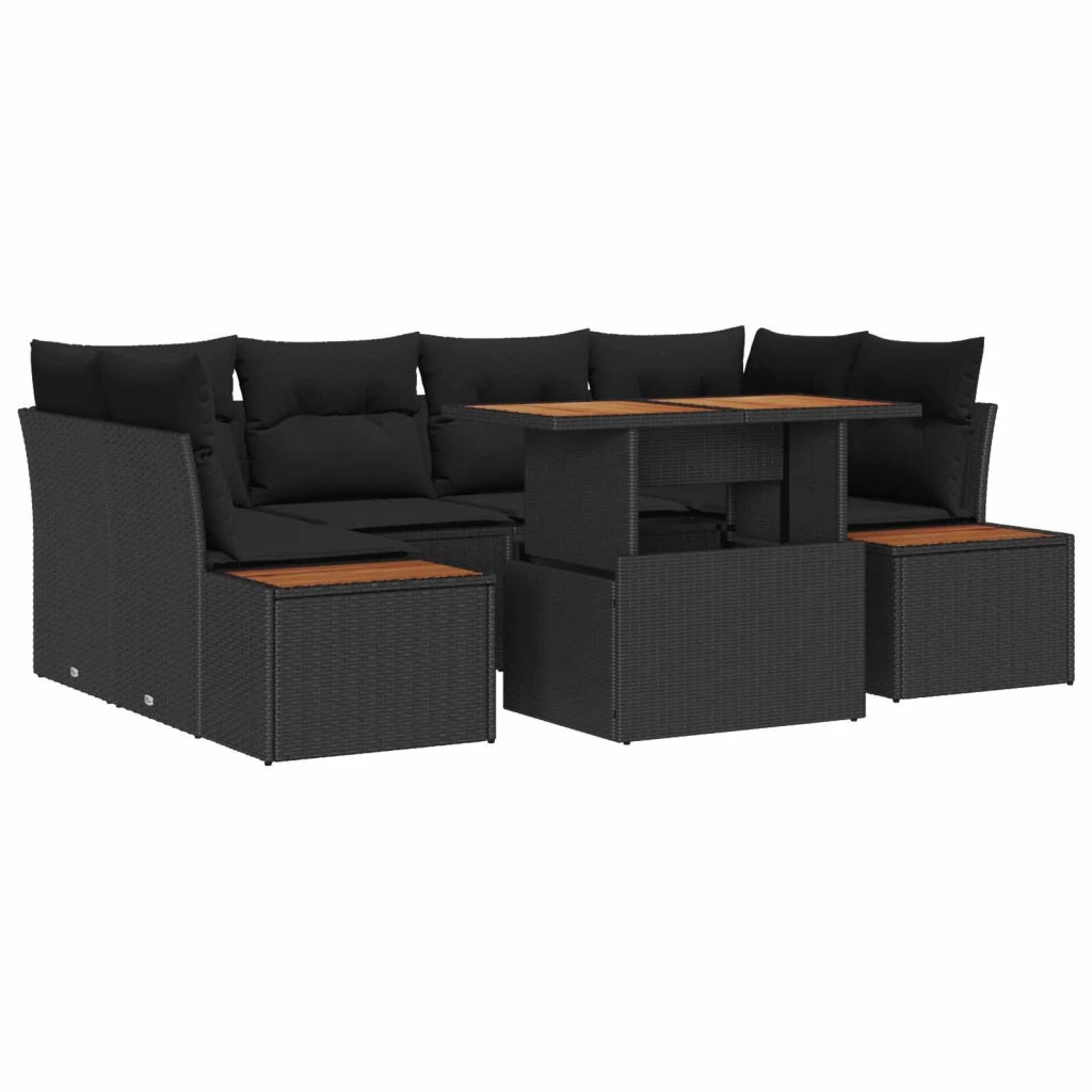 Set da Pranzo per Giardino con cuscino 9 pcs Nero e Marrone 3350035