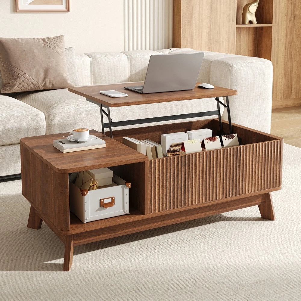 Tavolino da Caff¨¨ con Alzata, Ripiano Laterale, MDF ¨C MINIMAL ¨C Moderno
