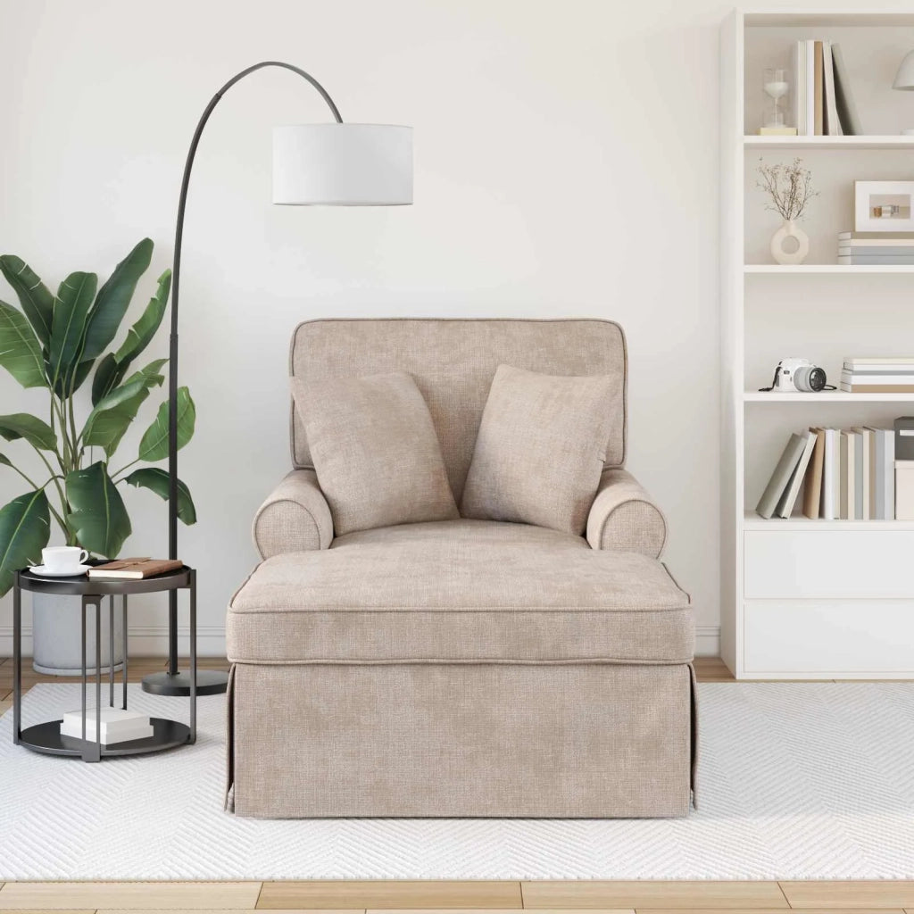 Chaise Longe con Gonna con cuscino Beige 157 x 91 x 91 cm ARES
