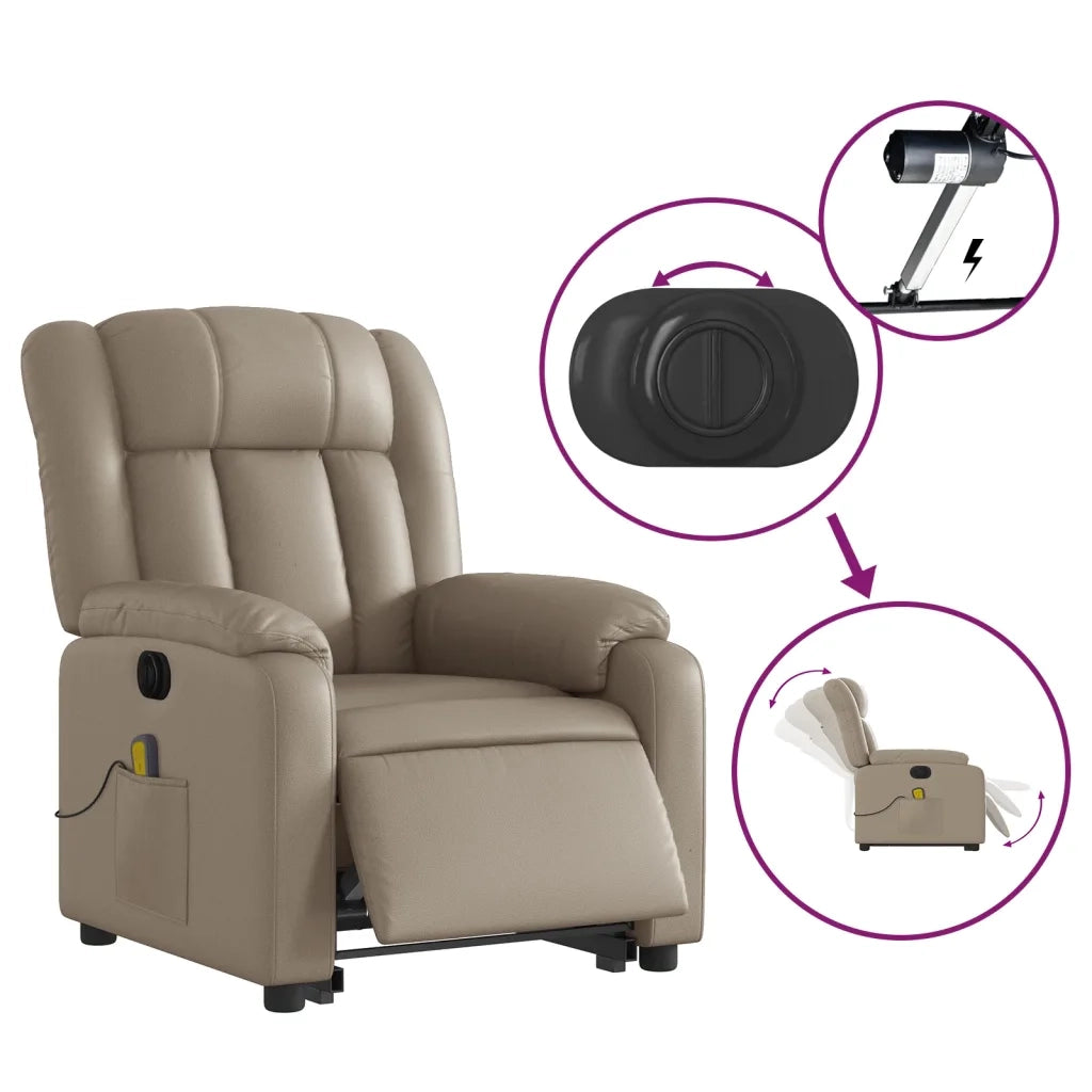 Poltrona Alzapersona Massaggio Elettrica Cappuccino Similpelle 3205291