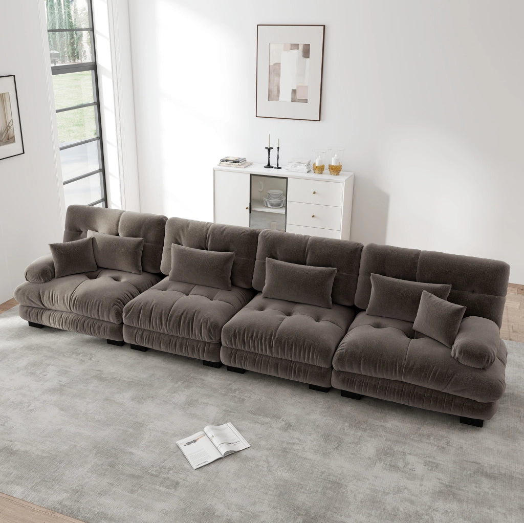 Divano modulare in chenille marrone HOMVRA