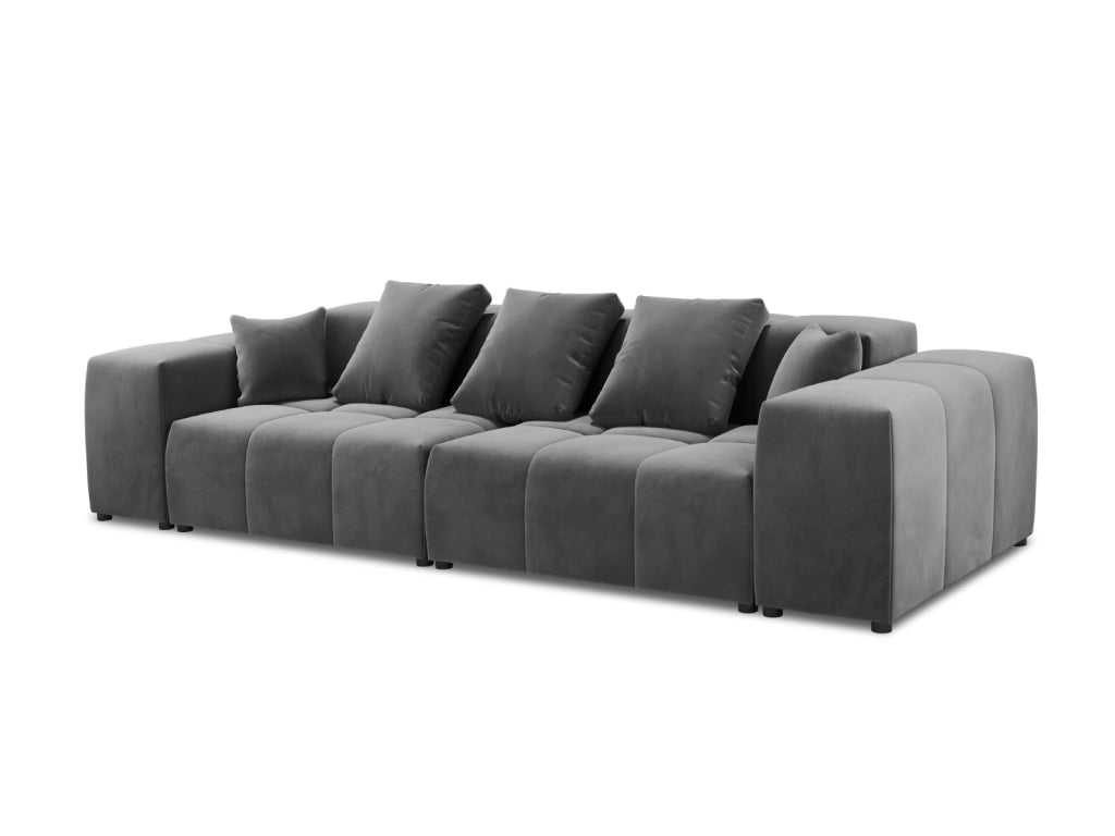 Cosmopolitan Design - Divano modulare "Rome" 3 posti in velluto grigio 