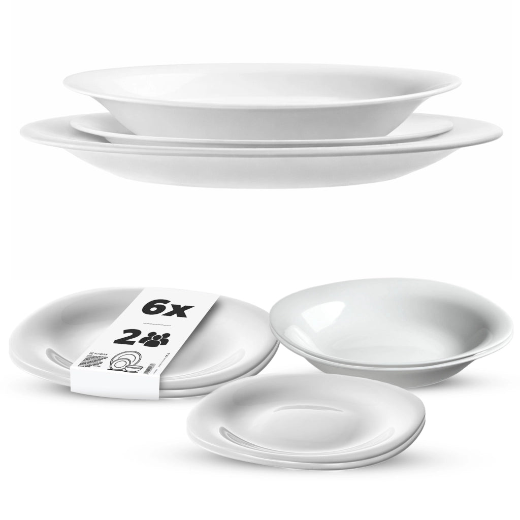 Set di stoviglie KADAX composto da 6 piatti, colore bianco.