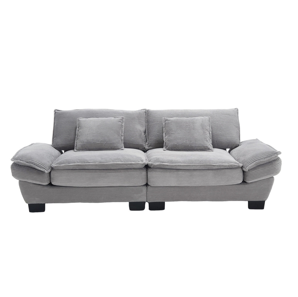 Divano 2 posti in velluto grigio chiaro 224 cm