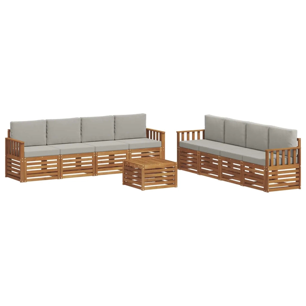 Set divani con cuscino 9 pcs Grigio Naturale e Chiaro