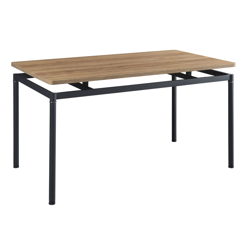 Set da Pranzo Hemnes Tavolo 140x80 cm in Effetto Rovere con 4 Sedie Beige [en.casa]