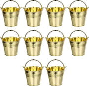 Mini emmer goudkleurig per decorazione di tavola - Opbergdoos - Dimensioni 8 x 5,5 cm - Emmer per decorazione di matrimonio - Emmer in metallo di alta qualità