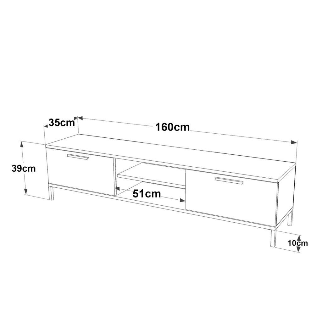 Mobile TV con 2 ante 39 x 160 x 35 cm effetto rovere rustico/antracite 03_0007794