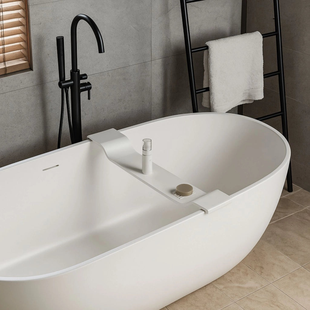 Sopravasca da bagno stand in artificial stone bianco opaco matt ogomondo *** confezione 1