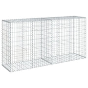 Gabbione recinto a gabbia muro di contenimento con coperchio 200 x 50 x 100 cm ferro zincato argento 02_0040143