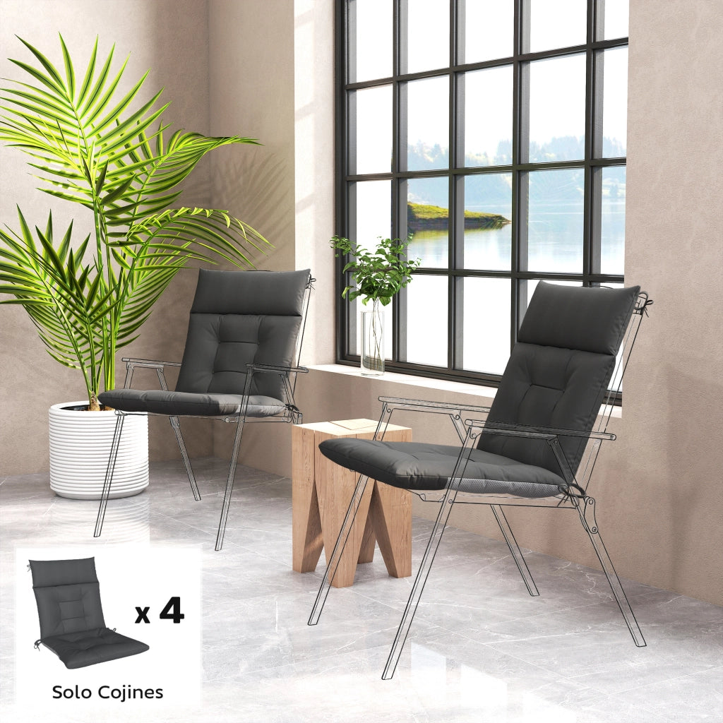 Set 4 Cuscini per Sedie da Giardino ¨C Zephmum ¨C Grigio 112x53 cm
