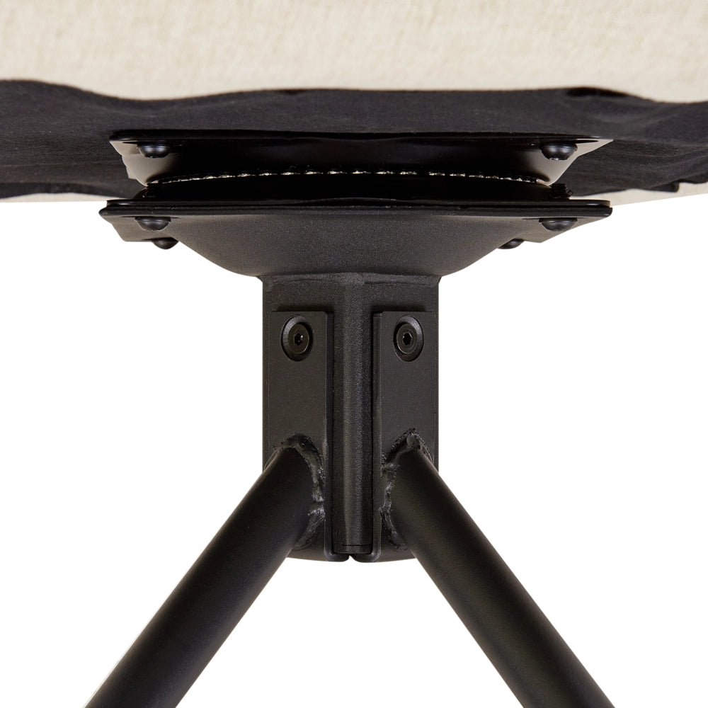 Set di 2 sedie da pranzo girevoli in tessuto beige con schienale a braccioli Gambe in metallo nero Retro