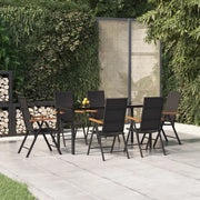 Set da Pranzo da Giardino 7 pz Nero e Marrone in Polyrattan 3156521