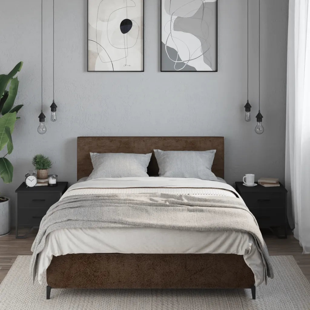 Set di 2 Comodini | Armadio da Notte | Mobiletto da notte Neri 40x41x40 cm in Truciolato