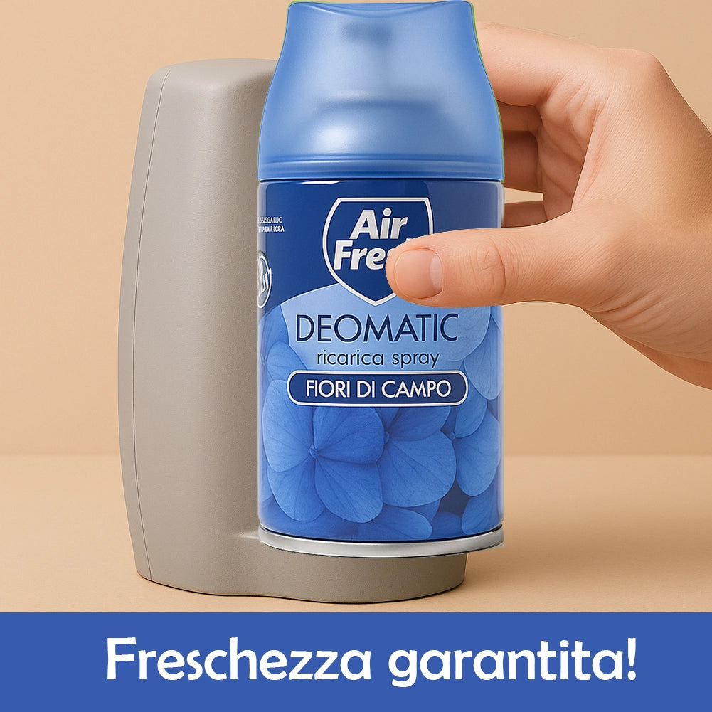 AIR FRESH Deomatic 6 x 250 ml Ricarica Spray Profumatore Ambiente Fiori di Campo