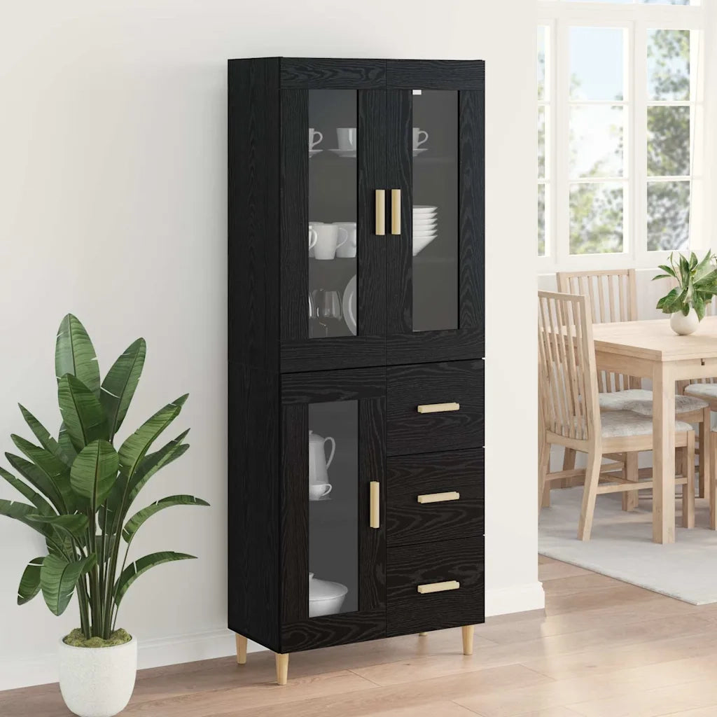 Credenza Rovere Nero 69,5 x 34 x 180 cm Legno multistrato