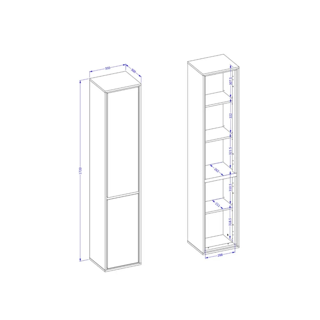 Set di 3 mobili da bagno della collezione GOBI in bianco e nero.